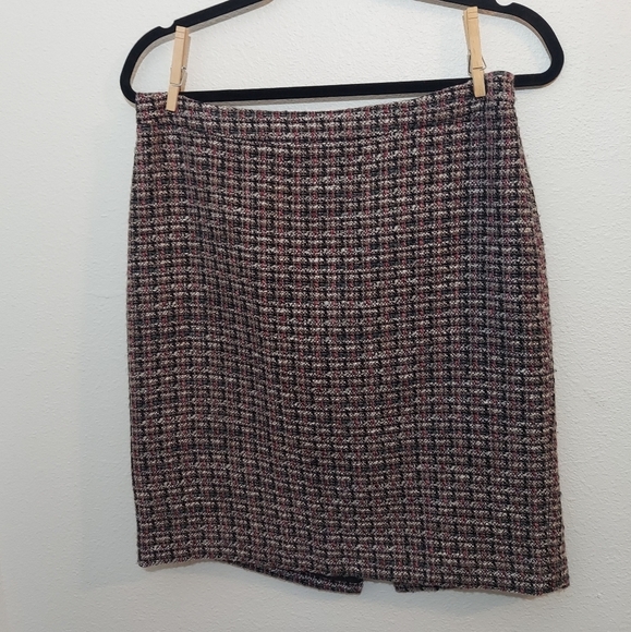 🌴FINAL SALE LOFT Wool Blend Tweed Skirt Pink Black Size 6 - Picture 1 of 13